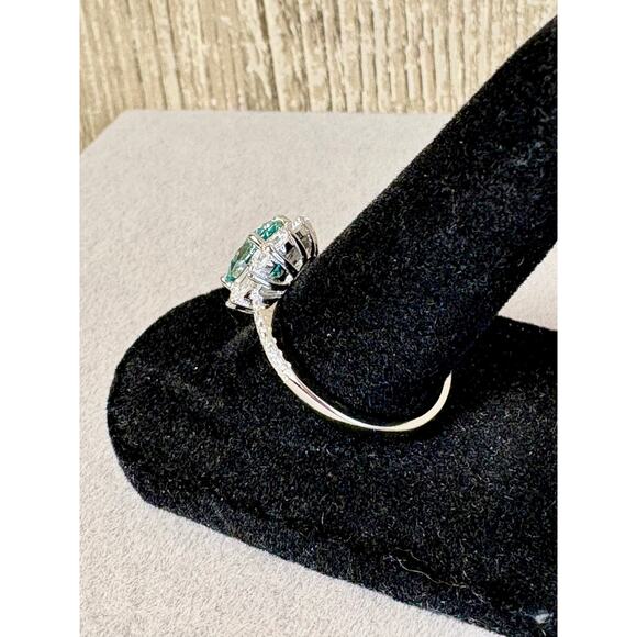NEW 75% WHT Gold, Aqua colored Moissanite Ring, SZ 9. - Picture 9 of 10